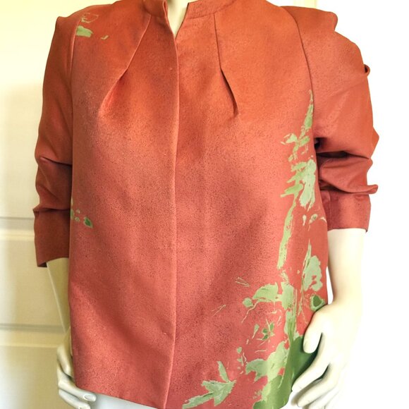 NEW SHIATZY CHEN SILK BLEND CORAL GREEN JACKET SIZE: 8 - Picture 2 of 6